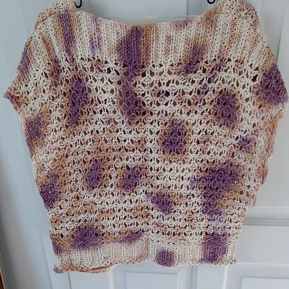 Free People- Tie Dye Women's Crochet Top in Cream and Purple- EUC Sz M - Picture 7 of 8